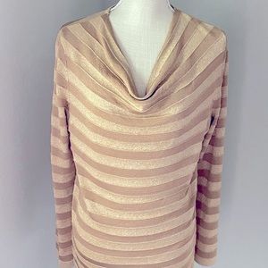 Jones of New York Metalic Gold Long Sleeve Scoop Neck Sweater size XL